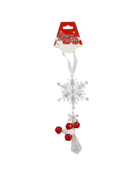Sneeuwvlokhanger met veelkleurige bellen - 7x1x10 cm