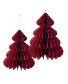 Set di 2 decorazioni natalizie in carta a nido d'ape rossa - 25x35 cm