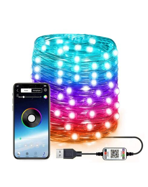 Bande LED RGB avec contrôle via application multicolores - 15 m