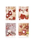 Set van 2 rode muzikale kerstkaarten - 14,5x0,5x20 cm