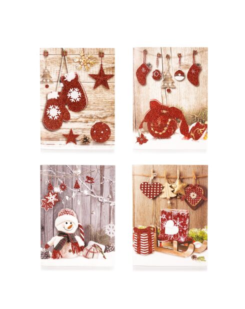 Lot de 2 cartes de Noël musicales rouges - 14.5x0.5x20 cm