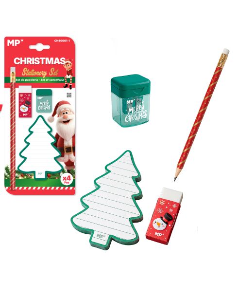 6 pezzi di scatola di cancelleria natalizia a forma di albero rosso - 11x3x24,8 cm