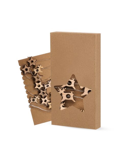 Guirlande de Noël Plentox avec étoiles et rennes en bois - 9x2x16.5 cm
