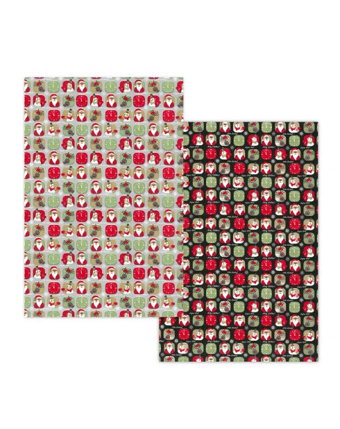 Lot de 10 rouleaux de papier de Noël à 2 motifs multicolores