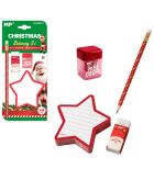 6 pièces de coffret de papeterie de Noël  en forme d'étoile de Noël rouge - 11x3x24.8 cm