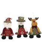 Set van 6 veelkleurige stoffen kersthangers