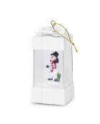 Lanterne de Noël avec lumière à motif bonhomme de neige blanc  - 5x5x11 cm
