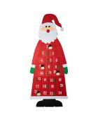 Calendario dell'avvento da parete con motivo rosso di Babbo Natale - 45x0,5x115 cm