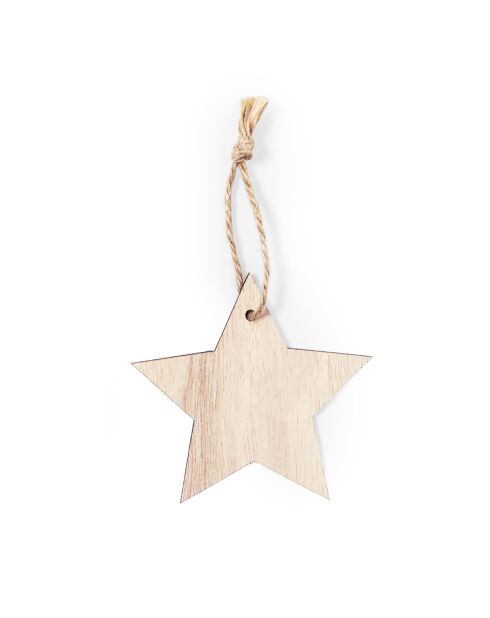 Lot de 10 étoiles de Noël Fultom en bois naturel - 5x0.2x5 cm