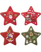 6 pièces de Coffret cadeau de Noël étoile en métal multicolores