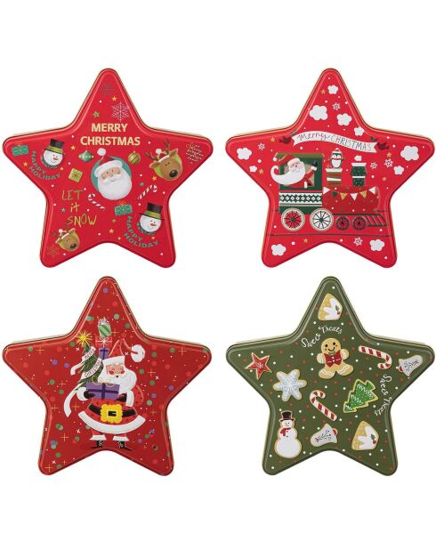 Confezione regalo natalizia a forma di stella in metallo multicolore da 6 pezzi