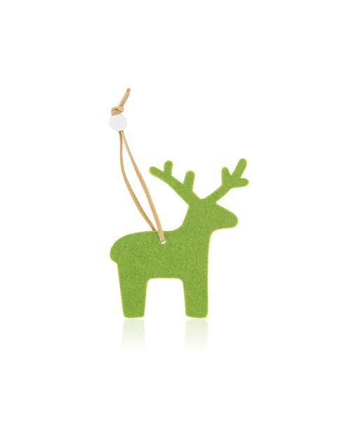 Lot de 10 figurines de Noël Fantaisie à suspendre avec motif rennes vert -9x0.3x9 cm