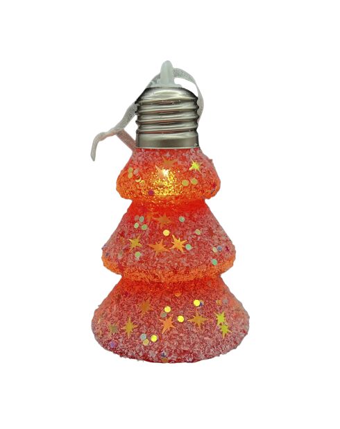 Set van 6 fel oranje kerstballen - 12 cm