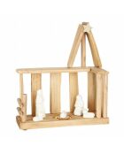 Crèche avec étable et éclairage LED bois - 35x12x33 cm