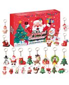 Calendrier de l'Avent 24 porte-clés de Noël multicolores - 37x3.5x23 cm