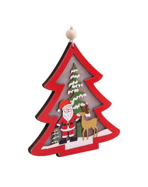 Décoration de Noël  illuminée par LED rouge - 8.5x1x8.5 cm