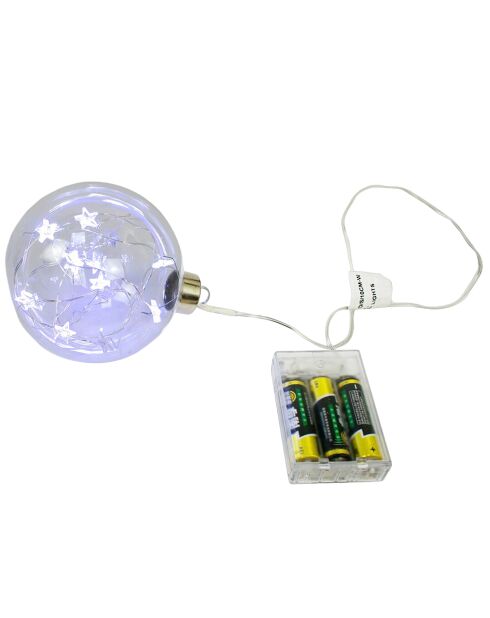 Boule de cristal 15 Micro LED blanche flash - 10x10x11 cm