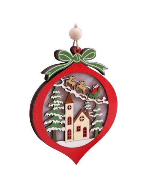 Décoration de Noël avec lumières LED rouge  - 8.5x1x8.5 cm