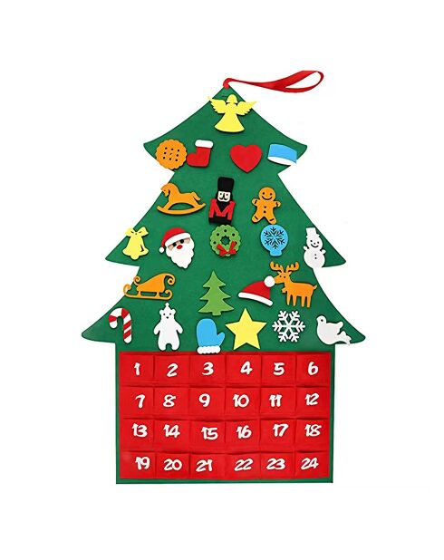 Calendrier de l'Avent Sapin de Noël en peluche vert