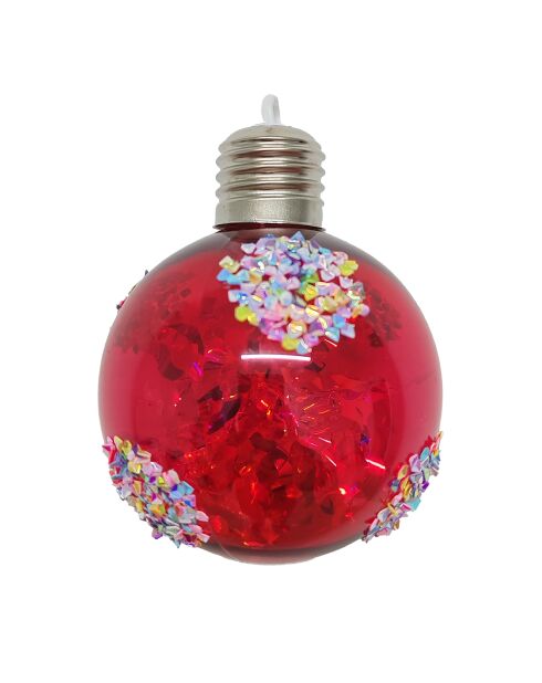 Lot de 6 pendentifs boule rouge - 8 cm