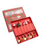6 pièces de service de couverts de Noël doré