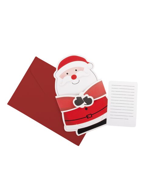 Set di 10 biglietti regalo natalizi Coda di Poxtail con motivo rosso di Babbo Natale - 16x2x11 cm