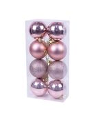 Lot de 8 boules de Noël rose clair et violet - 7 cm