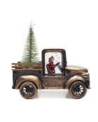 Furgone da trasporto Babbo Natale con illuminazione a LED marrone - 16x7,5x10 cm