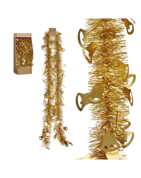 Guirlande de Noël à motif boa de pin dorée - 200x6 cm