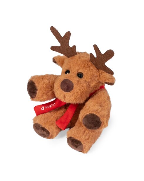 Motivo a renna in peluche Kostan con sciarpa multicolore - 14x13x18,5 cm