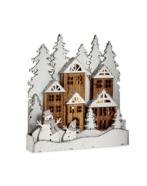 Figura del villaggio in legno bianco come la neve - 44x6x44 cm