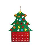 Calendario dell'avvento in feltro a forma di albero di Natale rosso - 65,5x84,5 cm