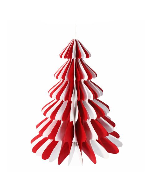 Set di 3 decorazioni natalizie in carta a nido d'ape rossa e bianca - 45x39,6 cm