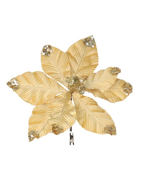 Fleur décorative de Noël avec pince dorée - 32x8x30 cm