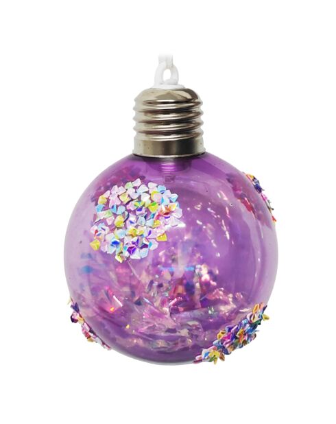 Lot de 6 pendentifs boule violet - 8 cm