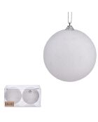 Lot de deux boules de Noël blanches  - 10x10x10 cm