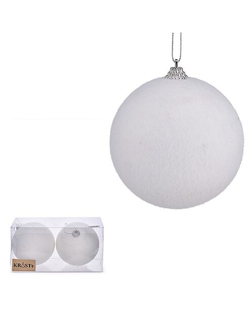Lot de deux boules de Noël blanches - 10x10x10 cm
