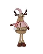 Renne en tissu avec pattes rose clair  - 27x24x63 cm