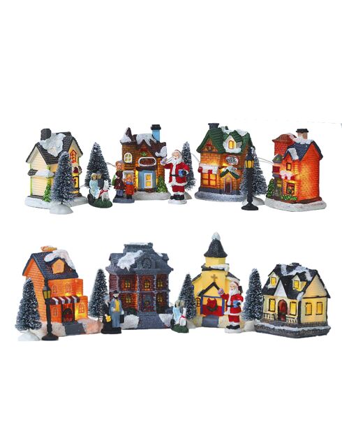 Villaggio di Natale con LED 4 edifici multicolori-6 cmx6 cmx4 cm