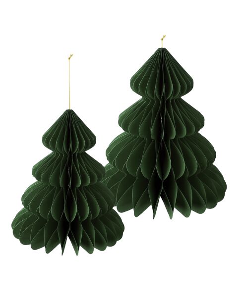 Set di 2 decorazioni natalizie in carta a nido d'ape verde - 25x35 cm