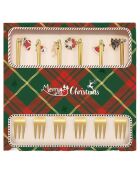 Set van 6 veelkleurige dessertvorken voor Kerstmis - 14,0x1,7 cm