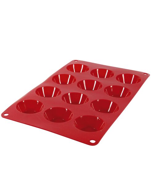 12 moules en silicone petits fours rouges - 29x17x2 cm