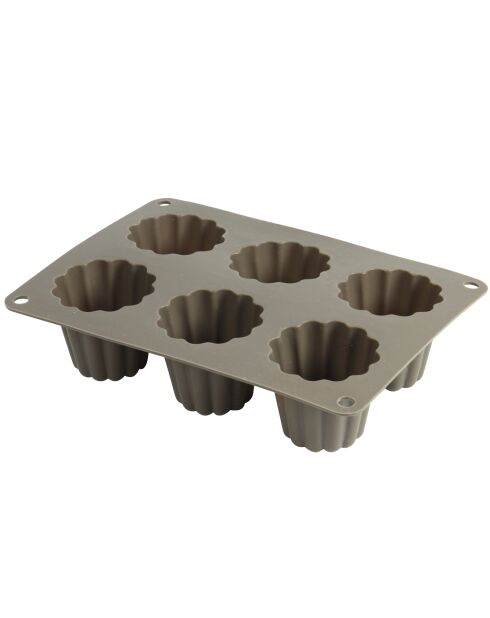 6 moules en silicone candy cannelés gris - 20x15x5 cm
