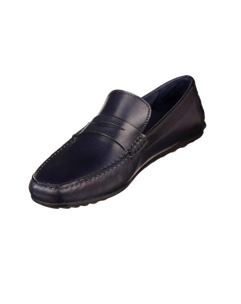 Mocassins cuir  elegant semelle gomme marine