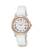 Montre Quartz Femme en Cuir blanche