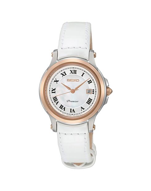 Montre Quartz Femme en Cuir blanche