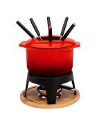 Service à fondue rouge - 6 personnes