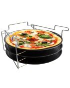 Lot de 3 plaques à pizza avec support noir - 39x34.5x2.5 cm
