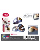 4 Dômes de présentation en Acier gris - D.8 cm