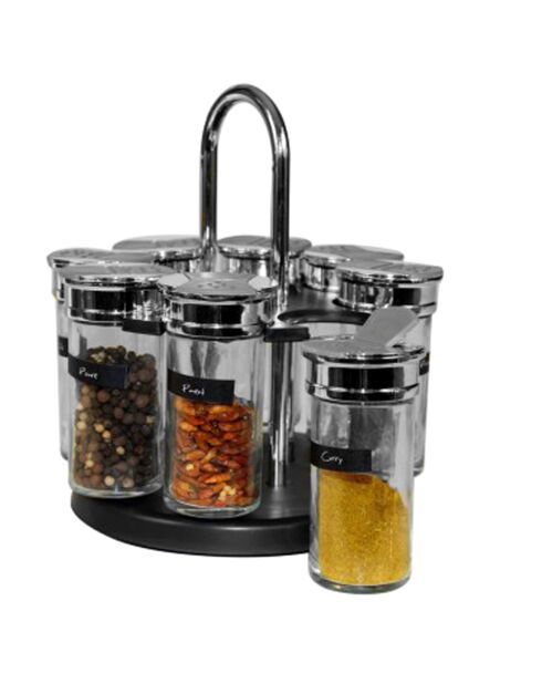 Carrousel à épices & 8 pots en verre - 19x20 cm